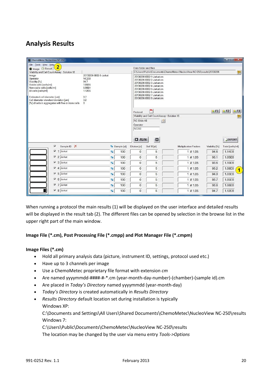 Analysis results | ChemoMetec NC-250 User Manual | Page 20 / 48