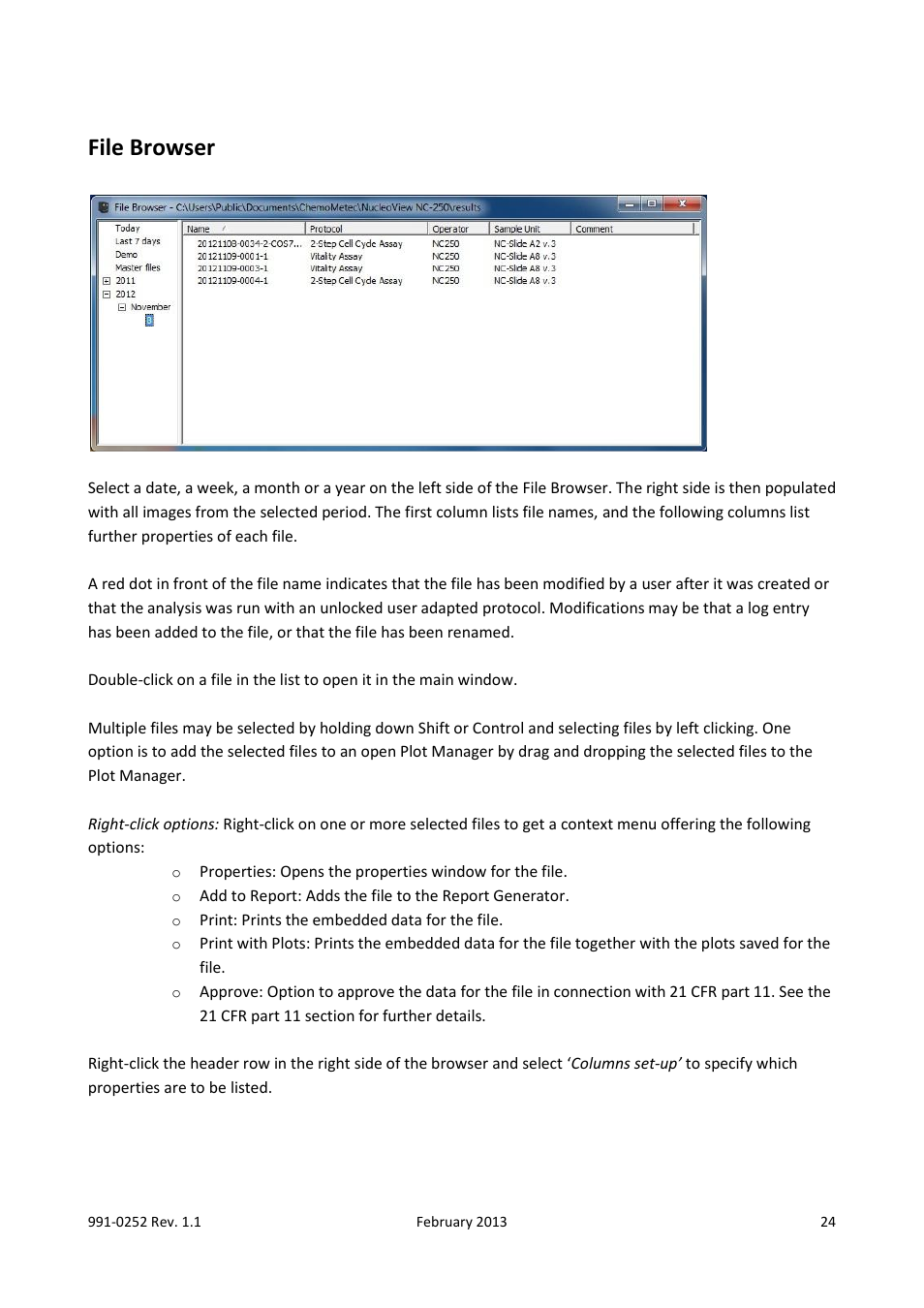 File browser | ChemoMetec NC-250 User Manual | Page 24 / 48