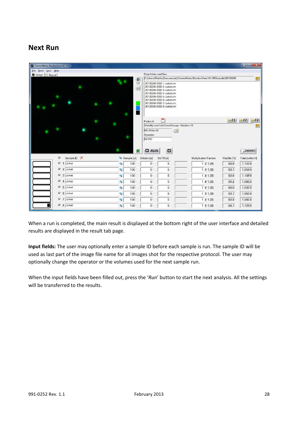 Next run | ChemoMetec NC-250 User Manual | Page 28 / 48