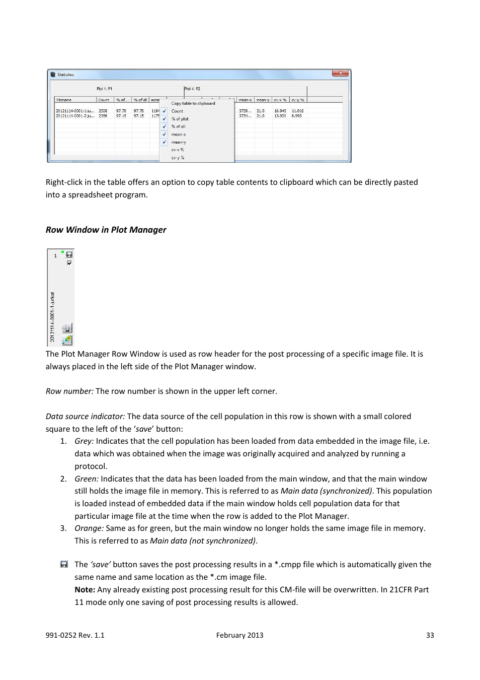 Row window in plot manager | ChemoMetec NC-250 User Manual | Page 33 / 48