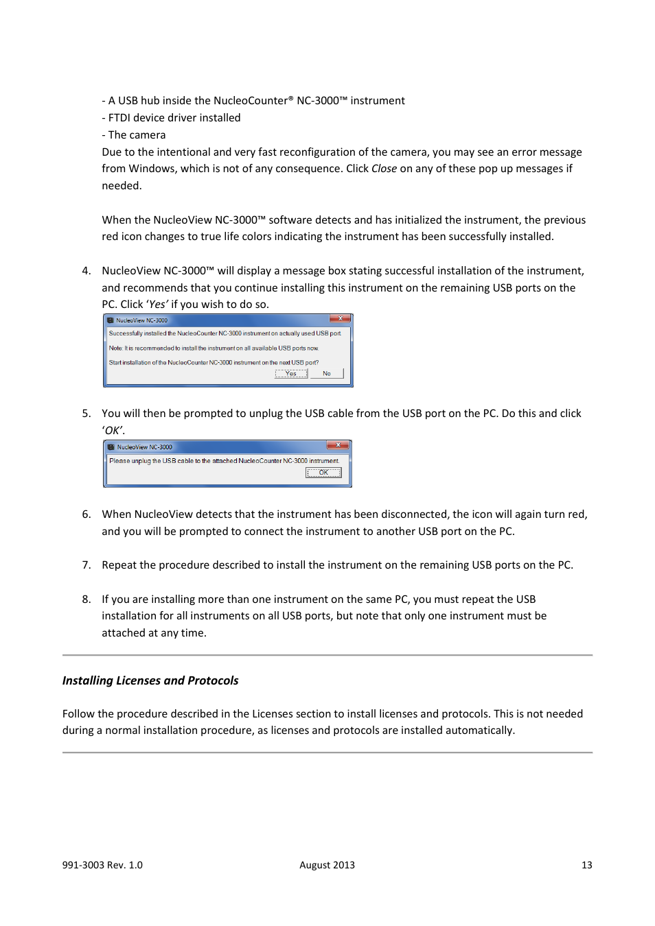 Installing licenses and protocols | ChemoMetec NC-3000 User Manual | Page 13 / 57