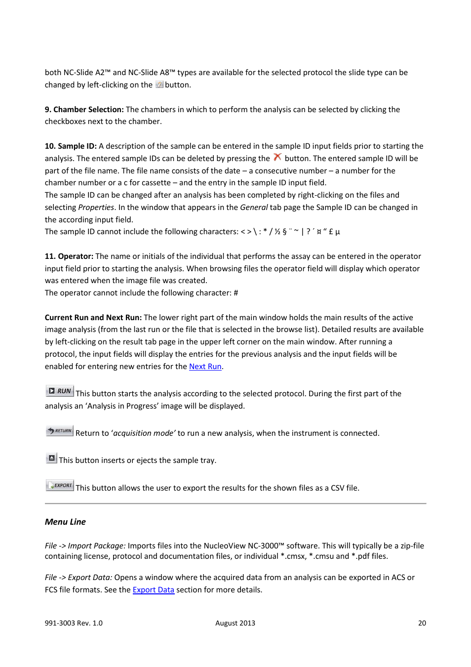 Menu line | ChemoMetec NC-3000 User Manual | Page 20 / 57