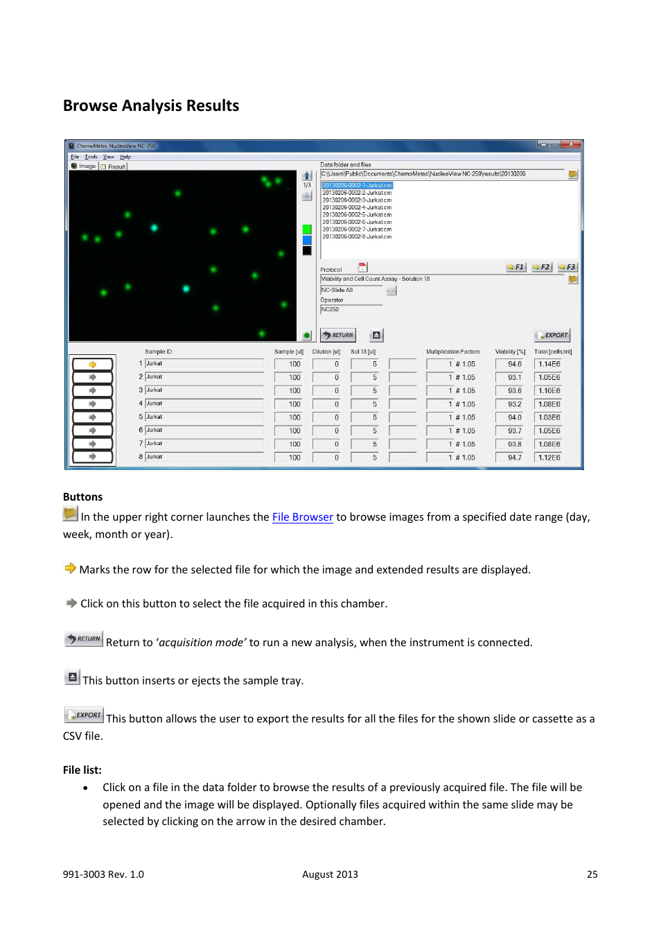 Browse analysis results | ChemoMetec NC-3000 User Manual | Page 25 / 57