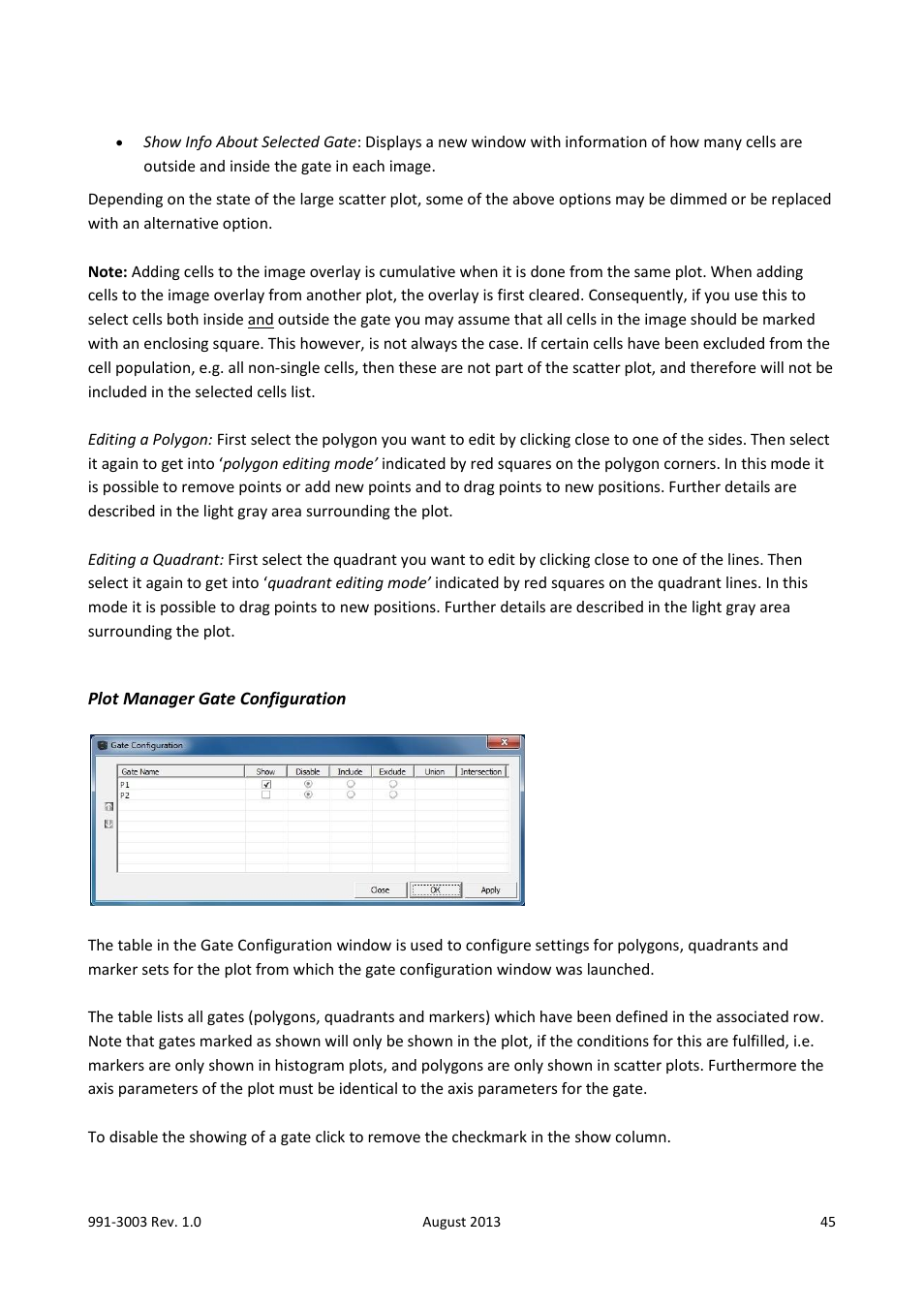 Plot manager gate configuration, Gate configuration | ChemoMetec NC-3000 User Manual | Page 45 / 57