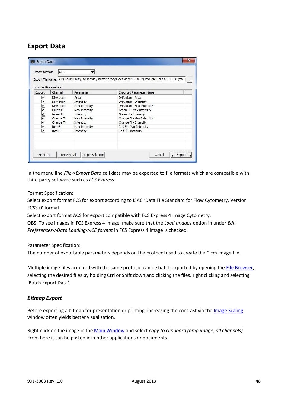 Export data | ChemoMetec NC-3000 User Manual | Page 48 / 57