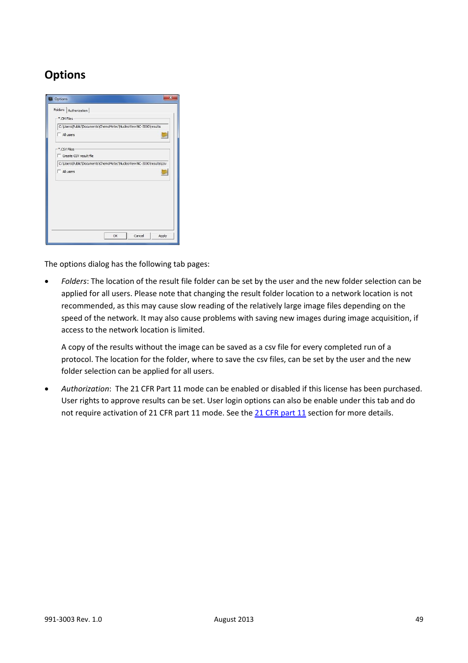 Options | ChemoMetec NC-3000 User Manual | Page 49 / 57
