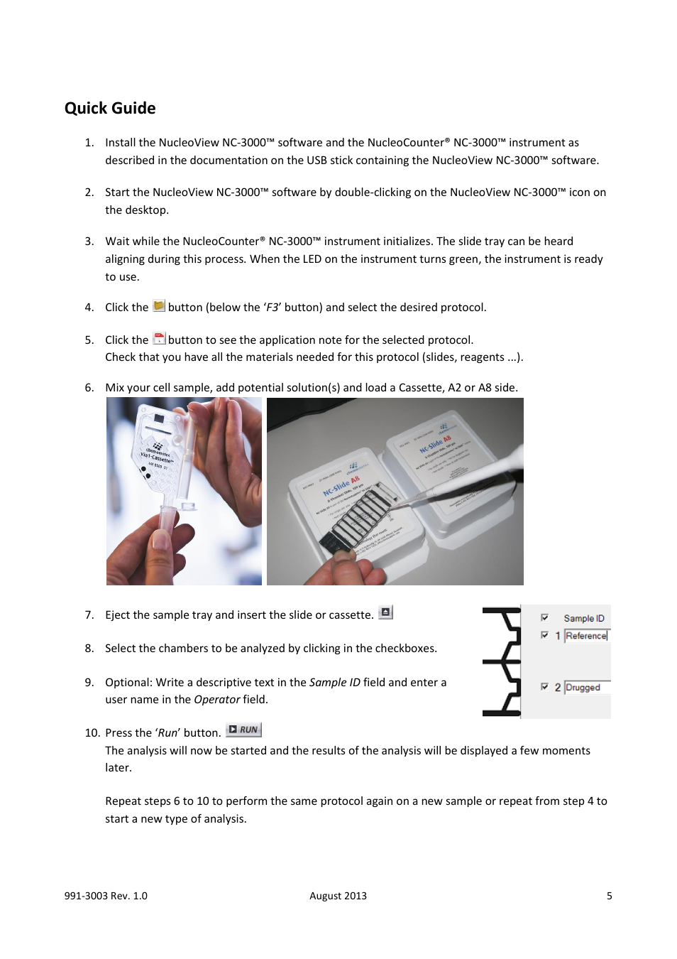 Quick guide | ChemoMetec NC-3000 User Manual | Page 5 / 57