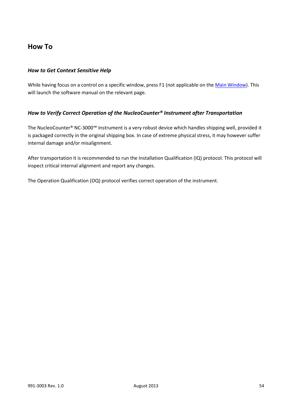 How to, How to get context sensitive help | ChemoMetec NC-3000 User Manual | Page 54 / 57