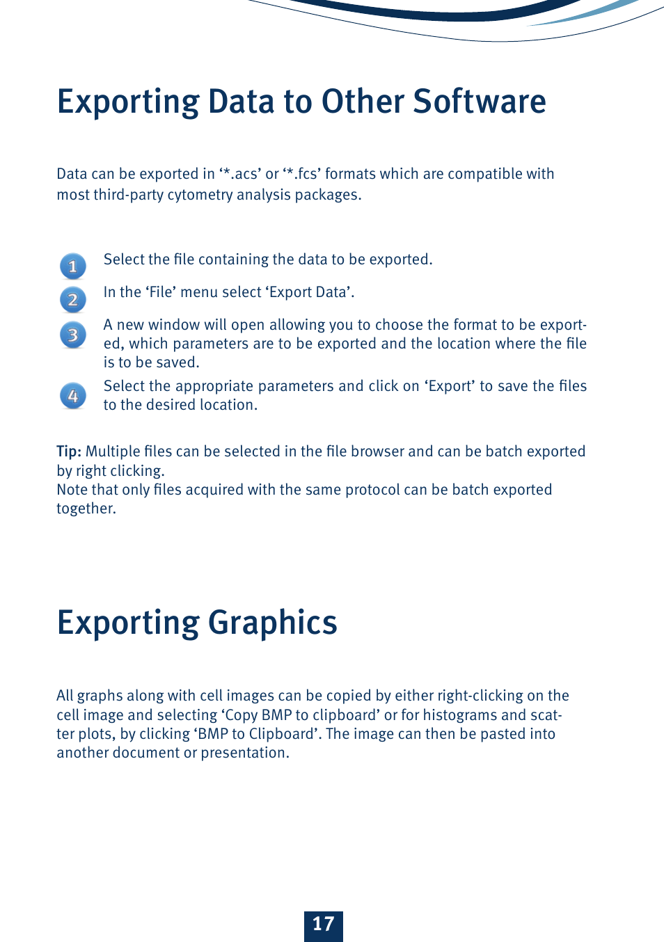 Exporting data to other software, Exporting graphics | ChemoMetec NC-3000 User Manual | Page 18 / 20