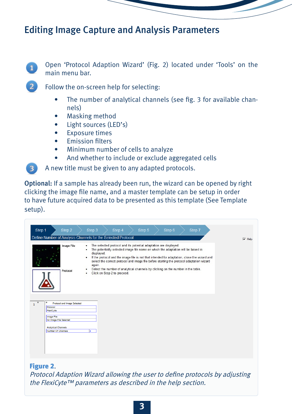 Editing image capture and analysis parameters | ChemoMetec NC-3000 User Manual | Page 4 / 20