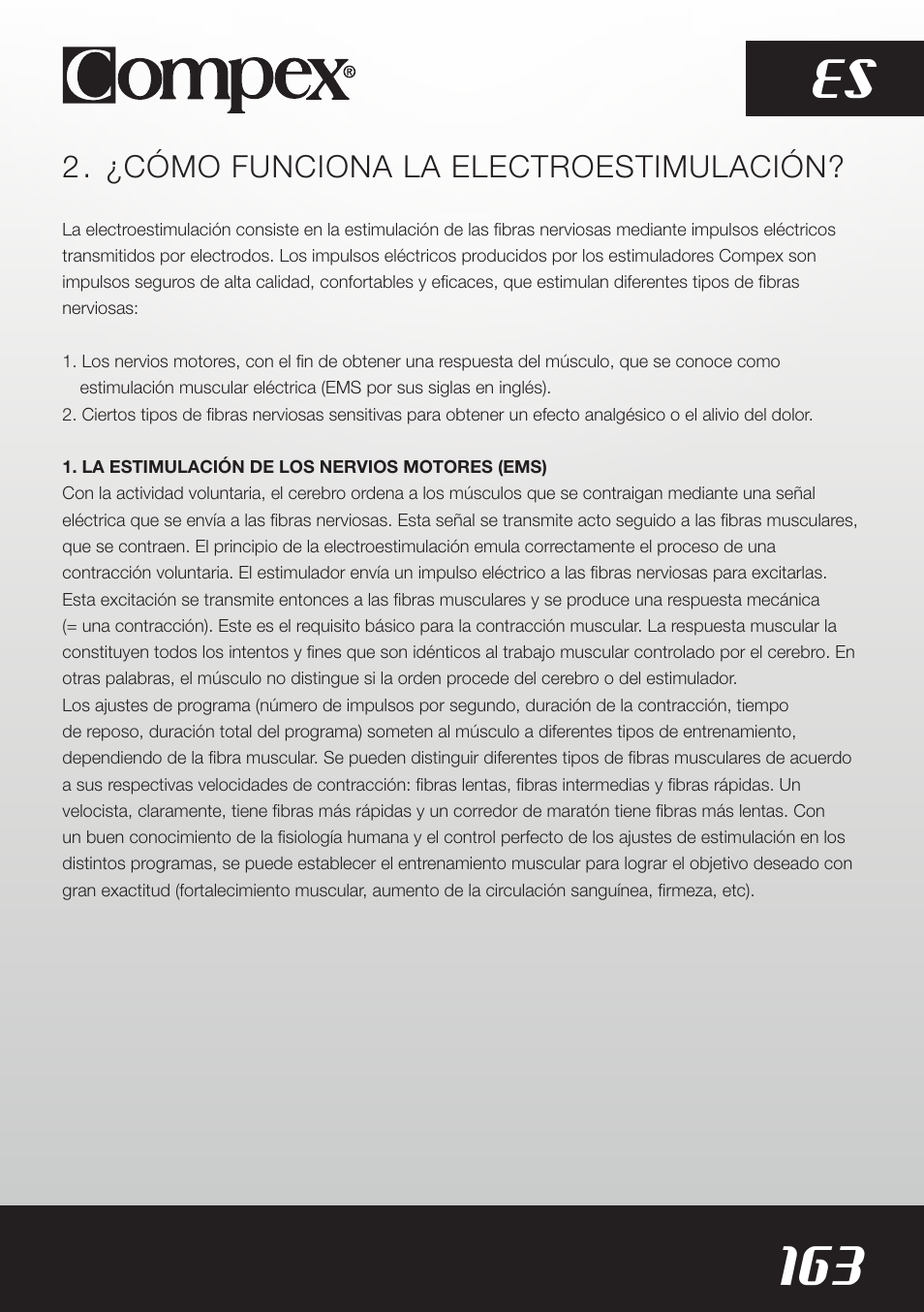 163 es | Compex SP8.0 User Manual | Page 165 / 362