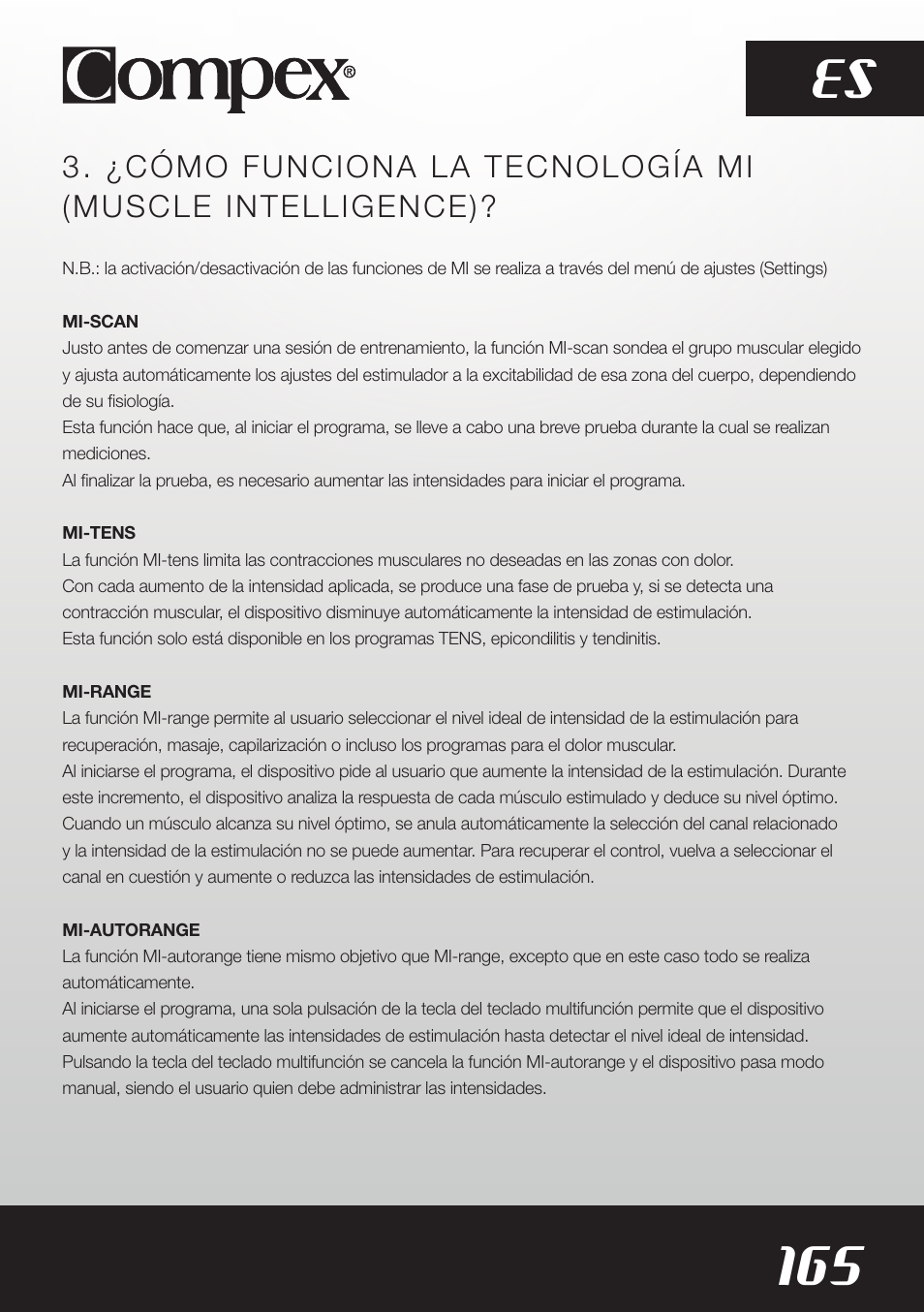 165 es | Compex SP8.0 User Manual | Page 167 / 362