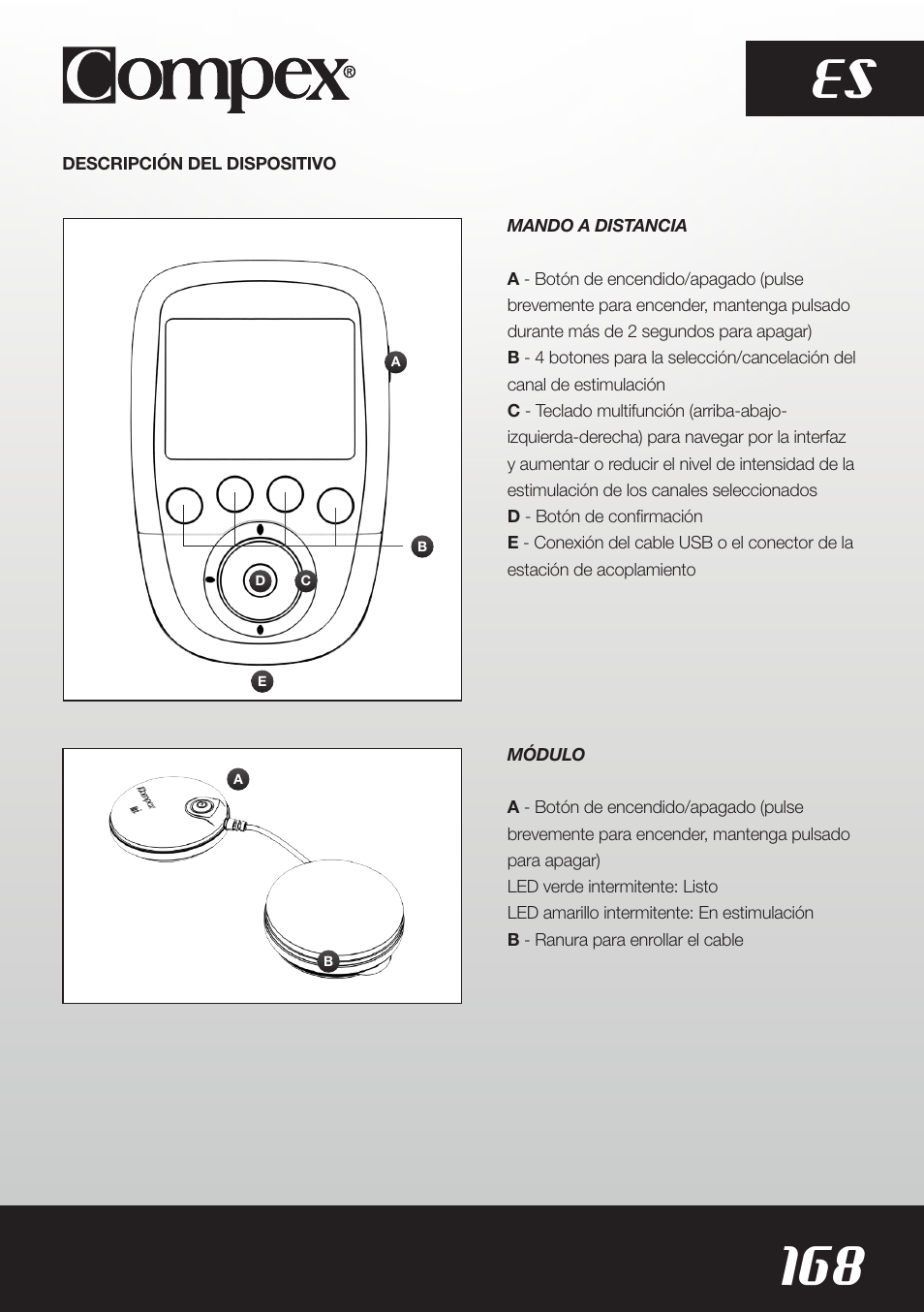 168 es | Compex SP8.0 User Manual | Page 170 / 362