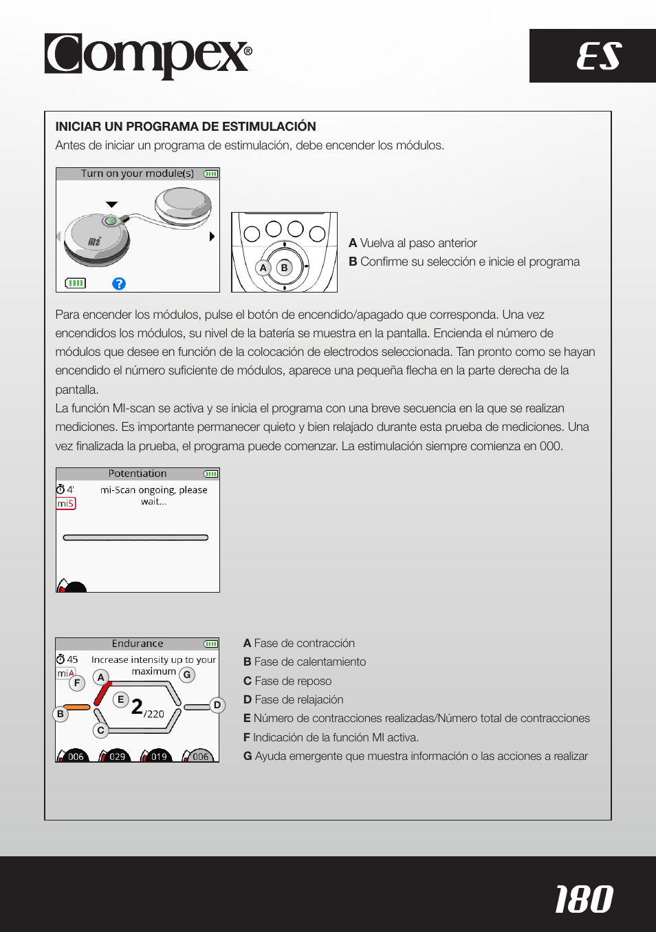 180 es | Compex SP8.0 User Manual | Page 182 / 362