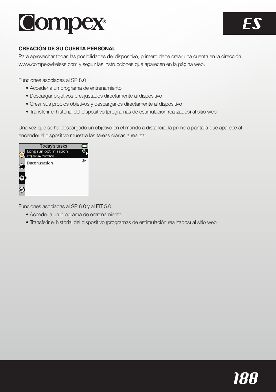 188 es | Compex SP8.0 User Manual | Page 190 / 362
