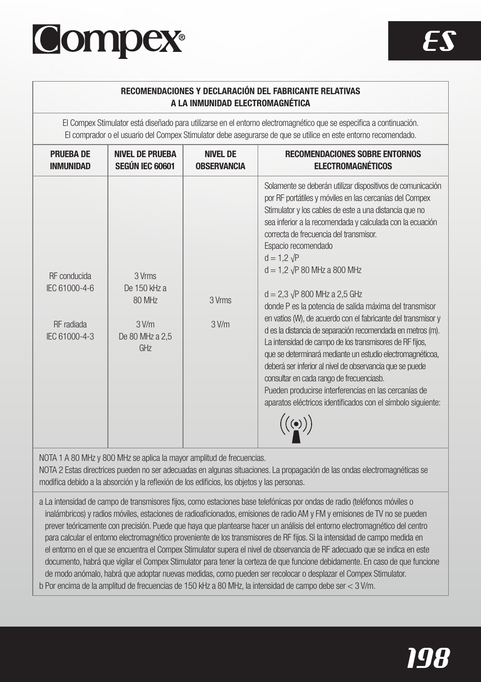 198 es | Compex SP8.0 User Manual | Page 200 / 362