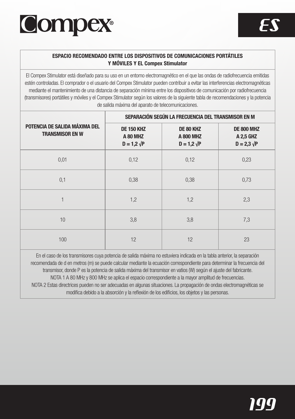 199 es | Compex SP8.0 User Manual | Page 201 / 362