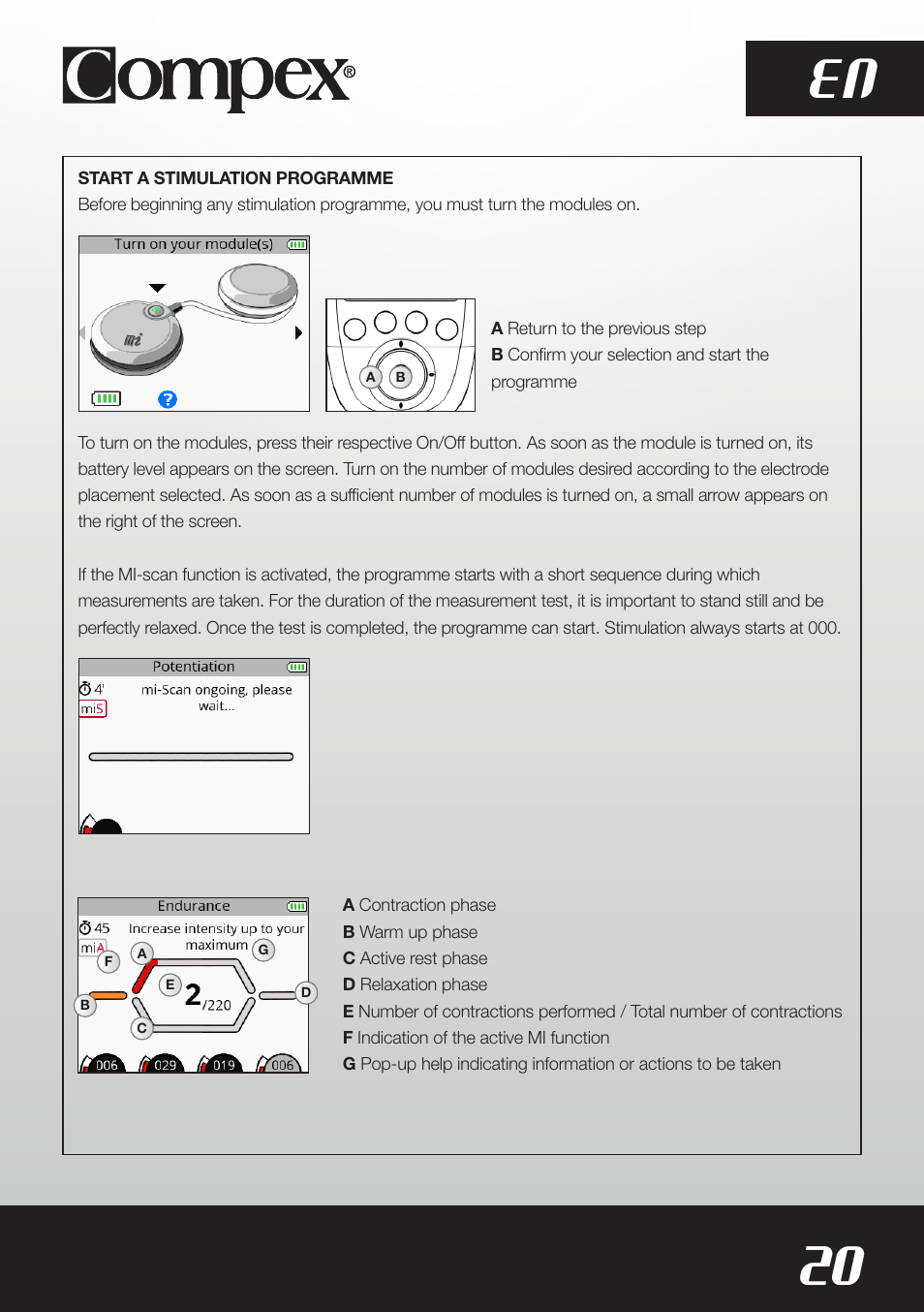 20 en | Compex SP8.0 User Manual | Page 22 / 362