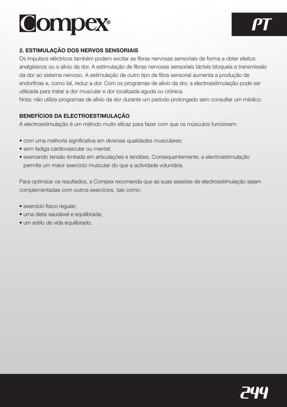 244 pt | Compex SP8.0 User Manual | Page 246 / 362