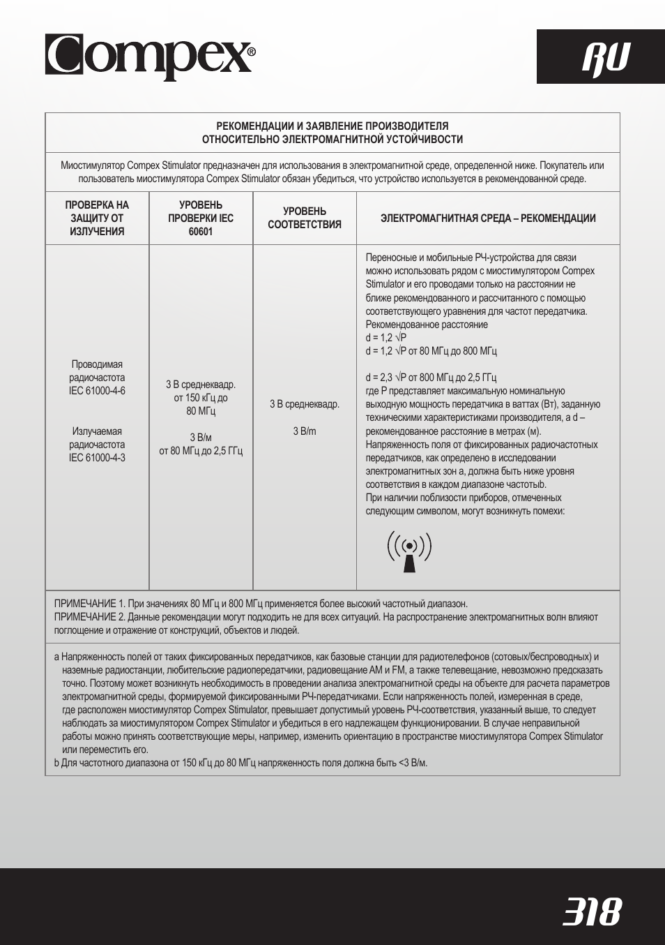 318 ru, Latex free | Compex SP8.0 User Manual | Page 320 / 362
