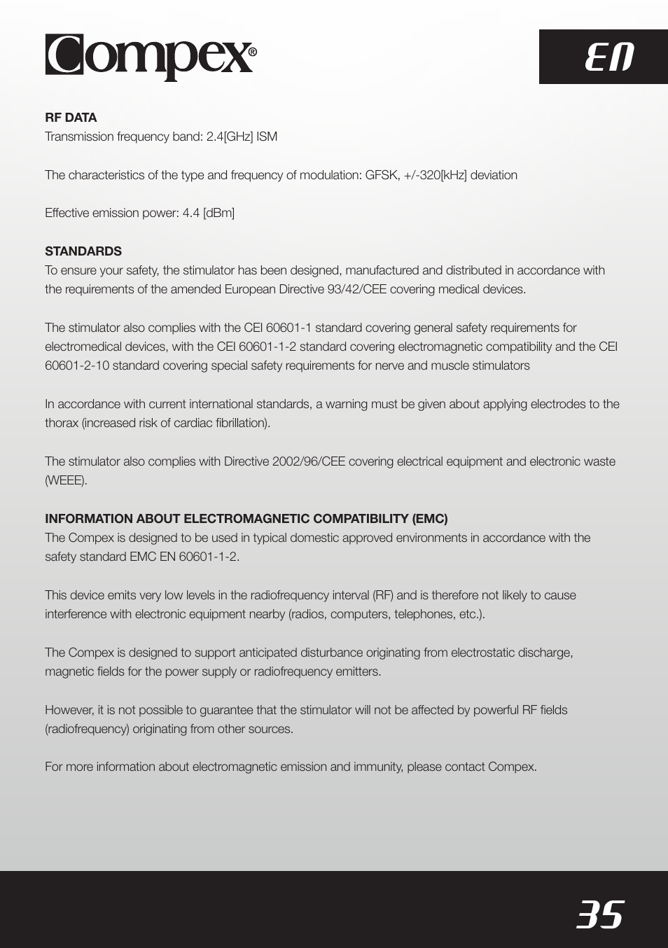35 en | Compex SP8.0 User Manual | Page 37 / 362