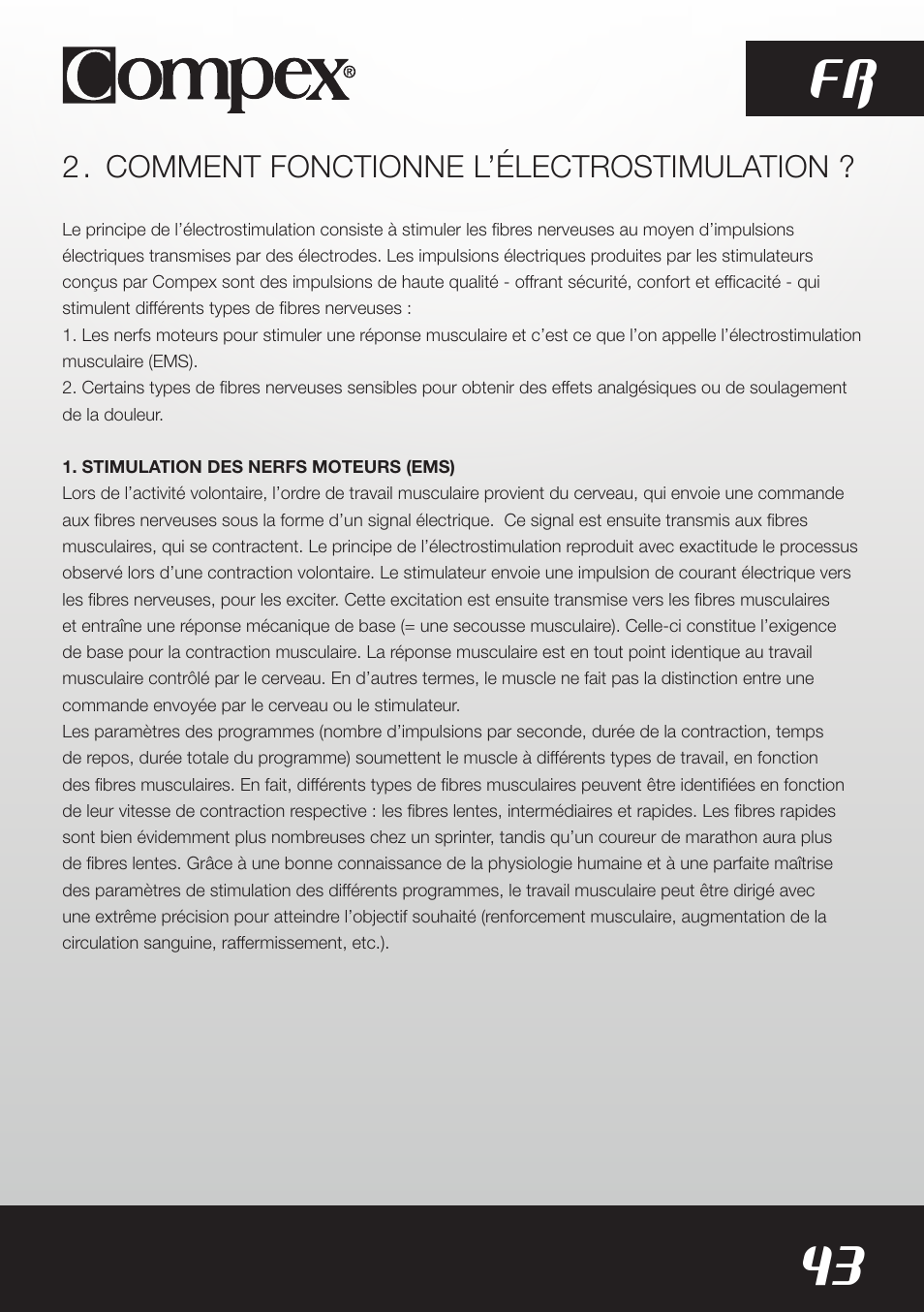 43 fr | Compex SP8.0 User Manual | Page 45 / 362