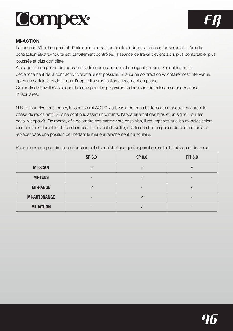 46 fr | Compex SP8.0 User Manual | Page 48 / 362