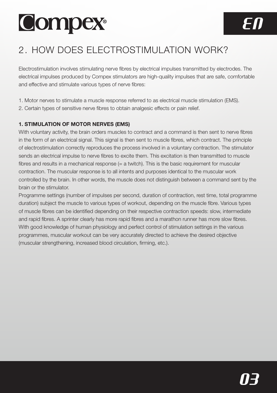 03 en | Compex SP8.0 User Manual | Page 5 / 362