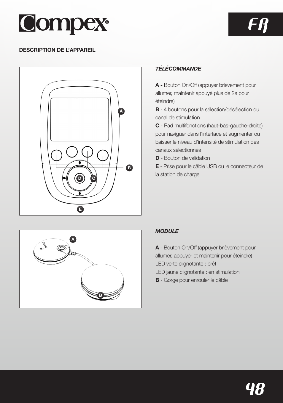 48 fr | Compex SP8.0 User Manual | Page 50 / 362