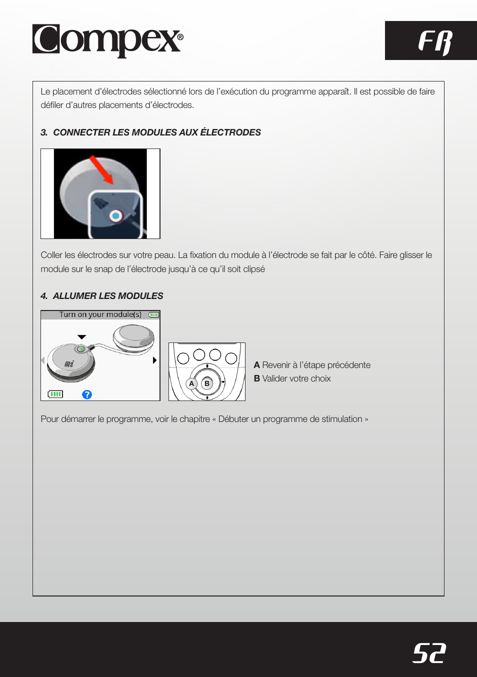 52 fr | Compex SP8.0 User Manual | Page 54 / 362