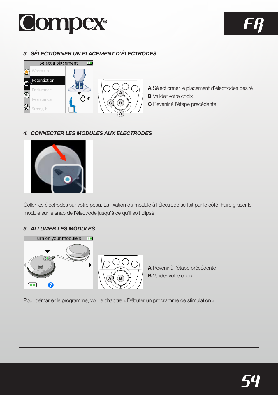 54 fr | Compex SP8.0 User Manual | Page 56 / 362