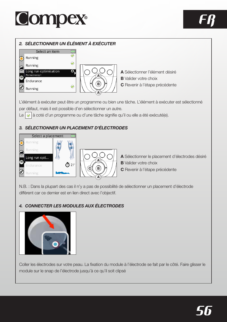 56 fr | Compex SP8.0 User Manual | Page 58 / 362