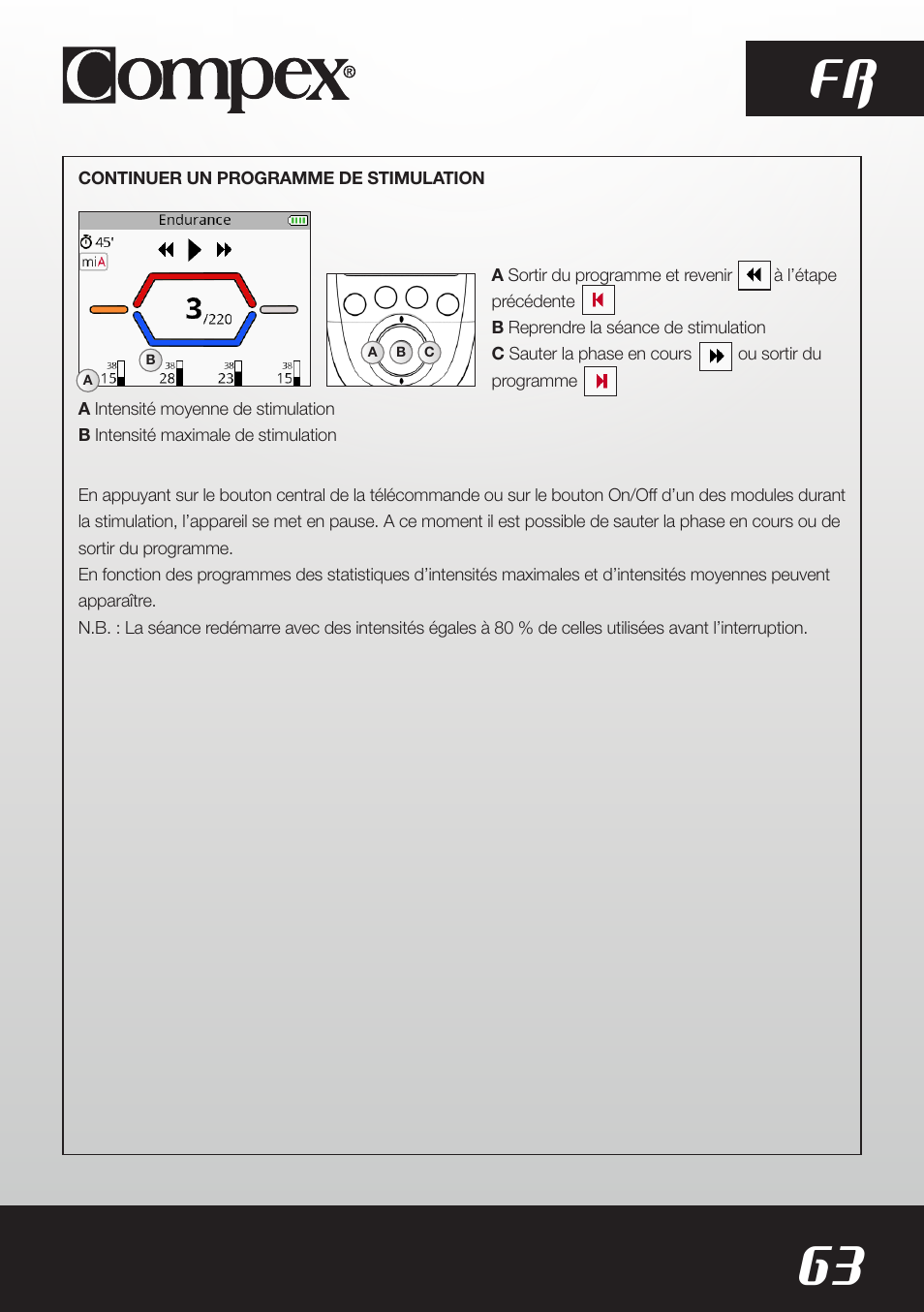 63 fr | Compex SP8.0 User Manual | Page 65 / 362