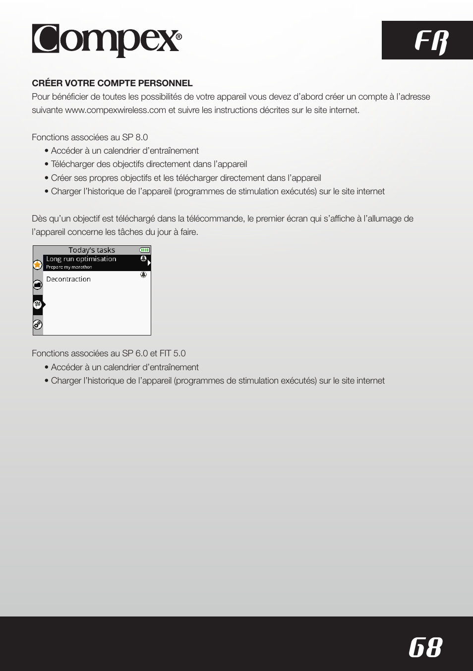 68 fr | Compex SP8.0 User Manual | Page 70 / 362