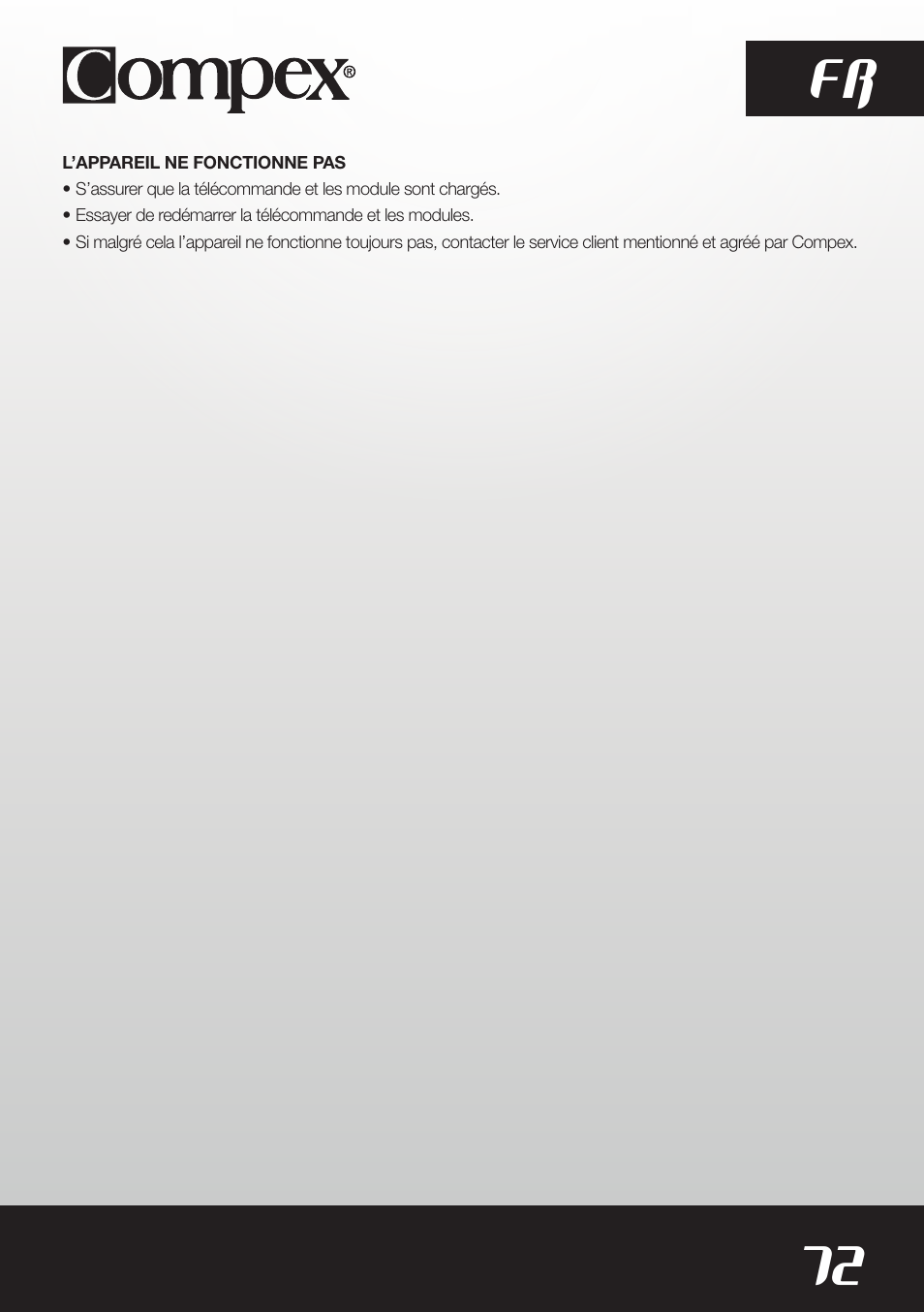 72 fr | Compex SP8.0 User Manual | Page 74 / 362