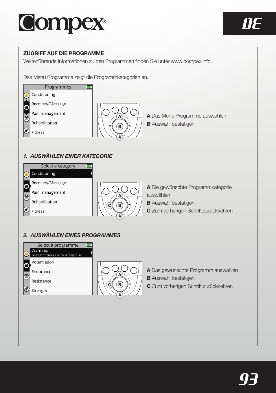 93 de | Compex SP8.0 User Manual | Page 95 / 362