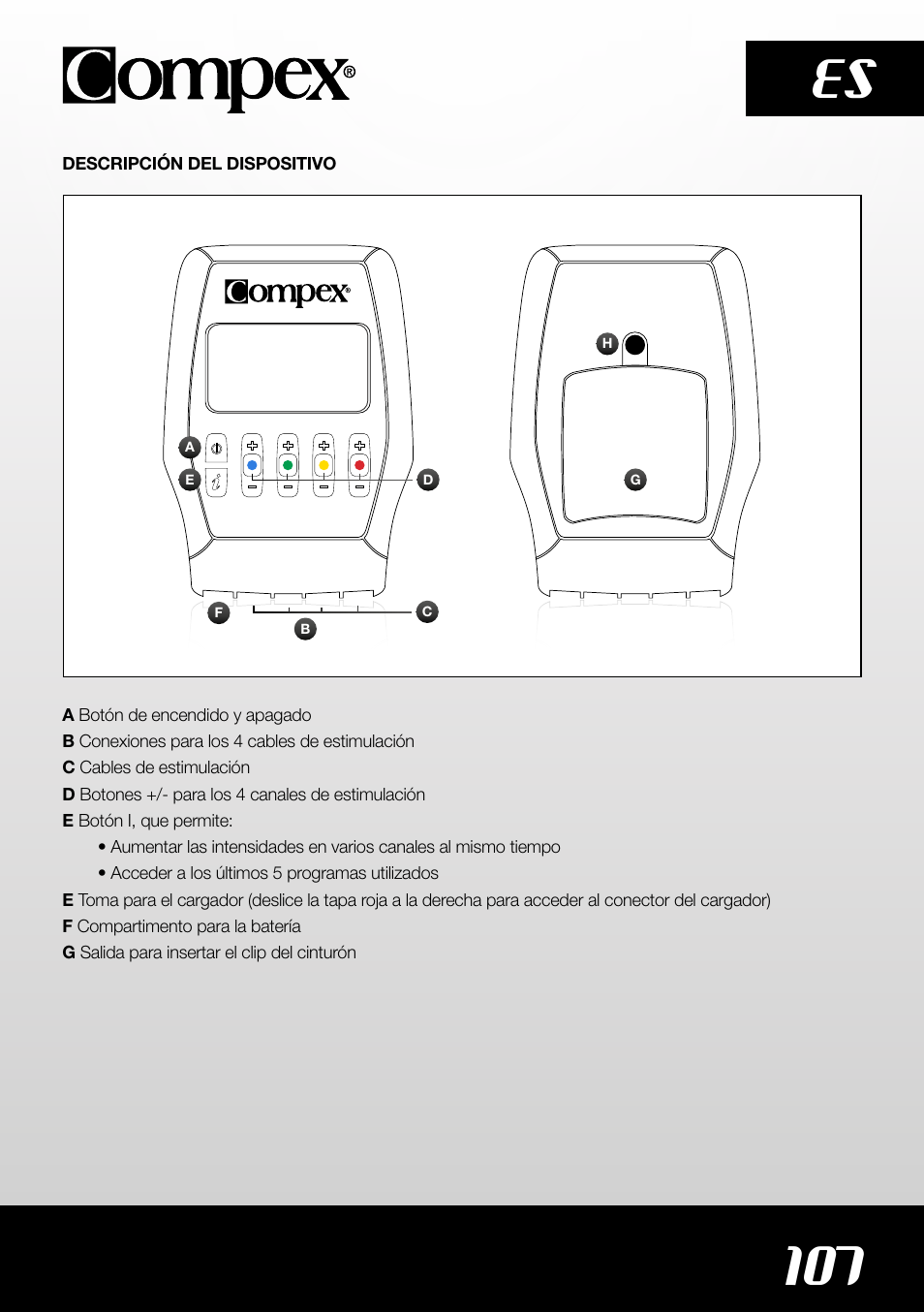 107 es | Compex SP4.0 User Manual | Page 109 / 226