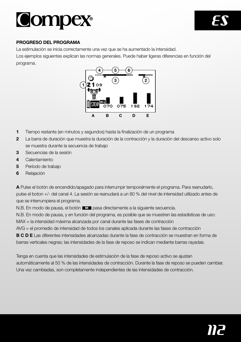 112 es | Compex SP4.0 User Manual | Page 114 / 226