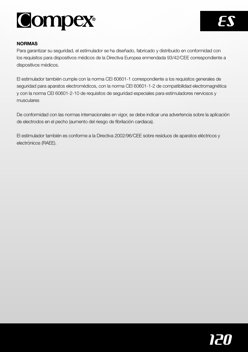 120 es | Compex SP4.0 User Manual | Page 122 / 226