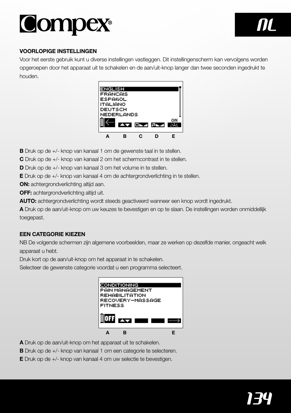 134 nl | Compex SP4.0 User Manual | Page 136 / 226