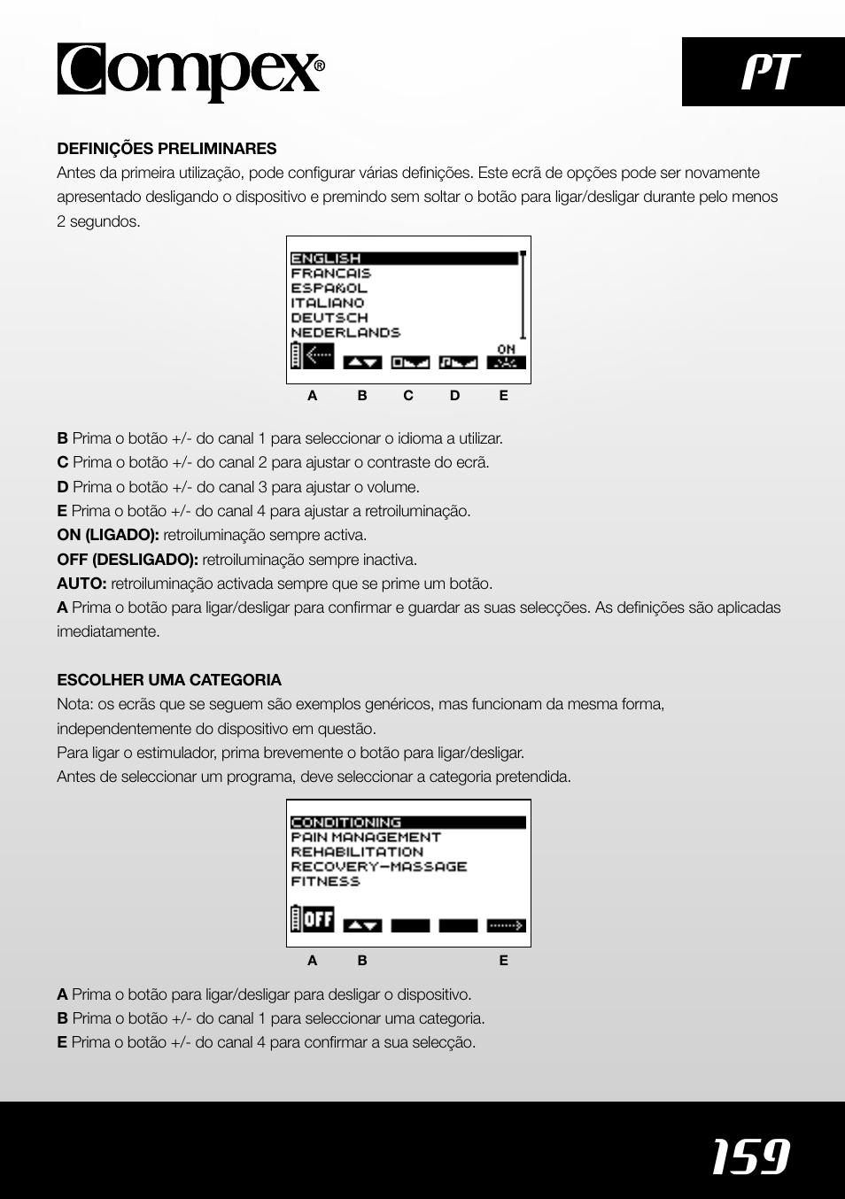 159 pt | Compex SP4.0 User Manual | Page 161 / 226