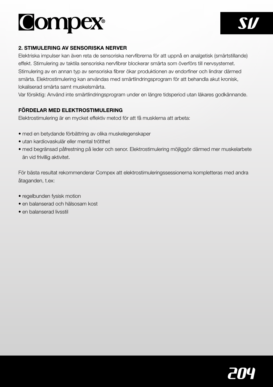 204 sv | Compex SP4.0 User Manual | Page 206 / 226