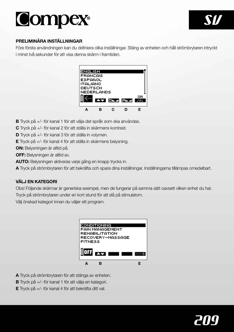 209 sv | Compex SP4.0 User Manual | Page 211 / 226