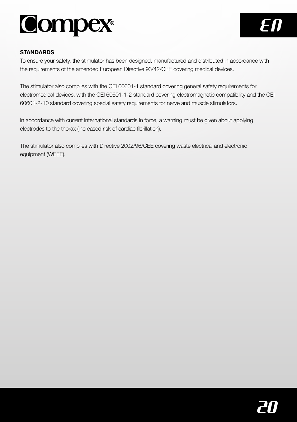 20 en | Compex SP4.0 User Manual | Page 22 / 226