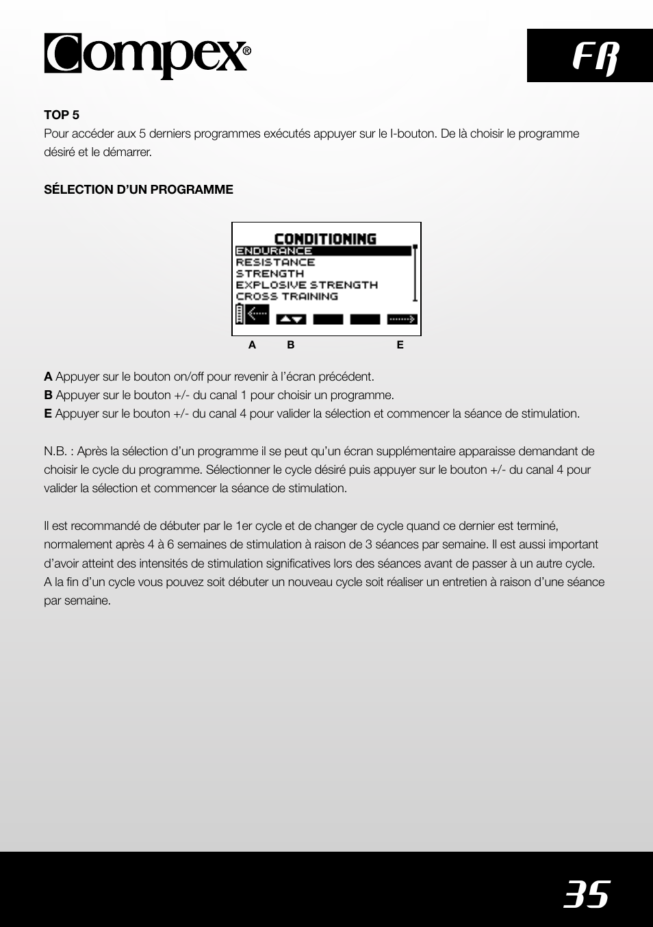 35 fr | Compex SP4.0 User Manual | Page 37 / 226