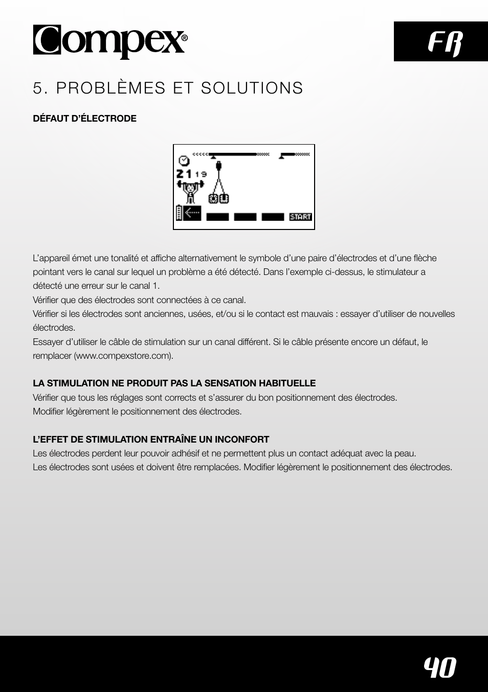 40 fr | Compex SP4.0 User Manual | Page 42 / 226
