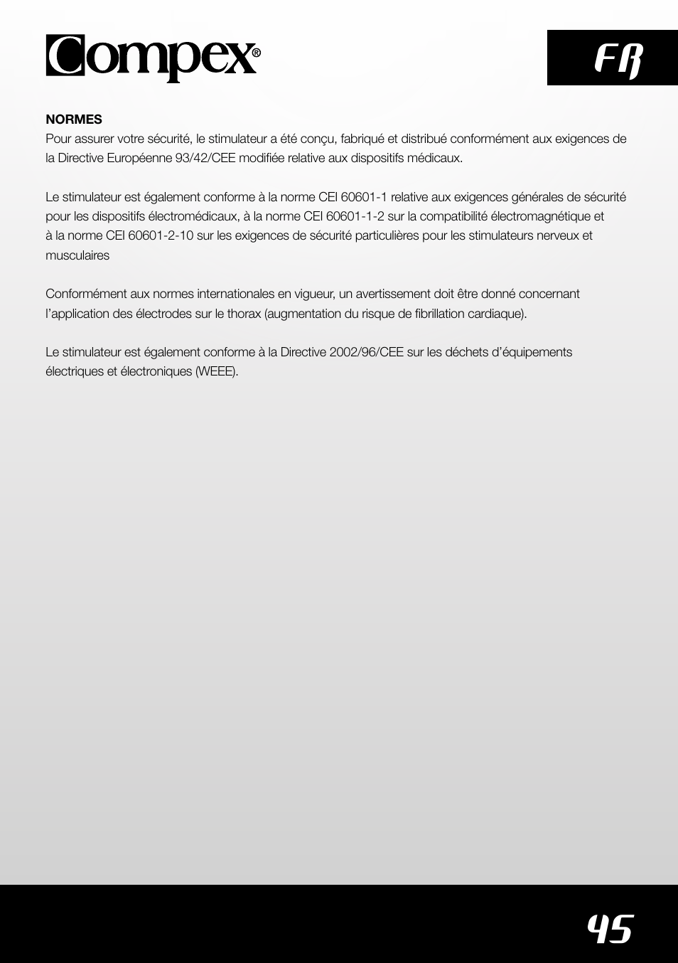 45 fr | Compex SP4.0 User Manual | Page 47 / 226