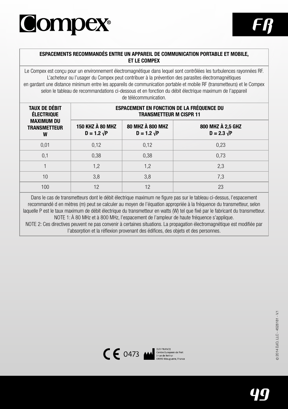 49 fr | Compex SP4.0 User Manual | Page 51 / 226