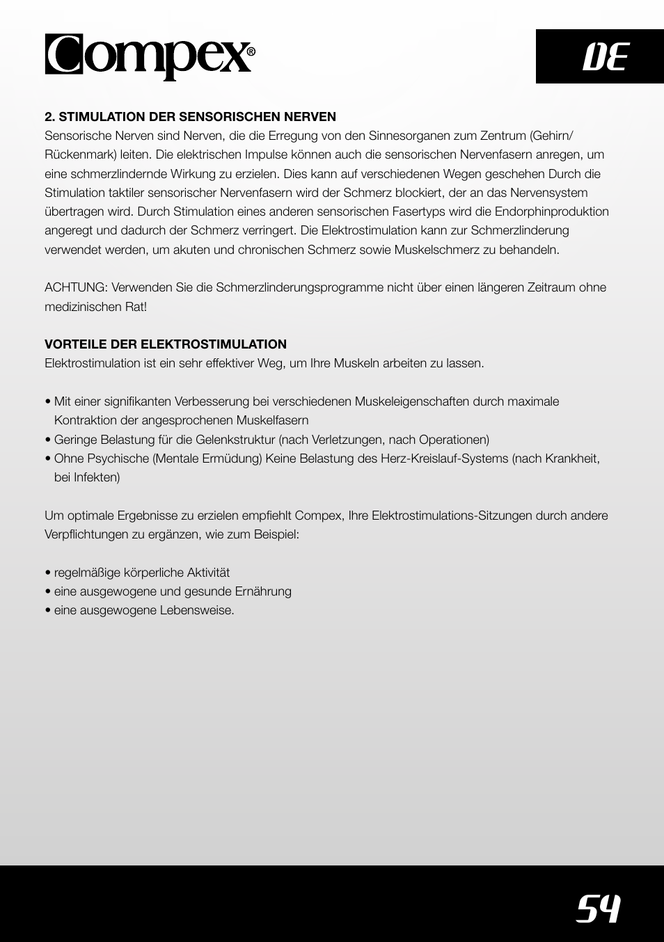 54 de | Compex SP4.0 User Manual | Page 56 / 226