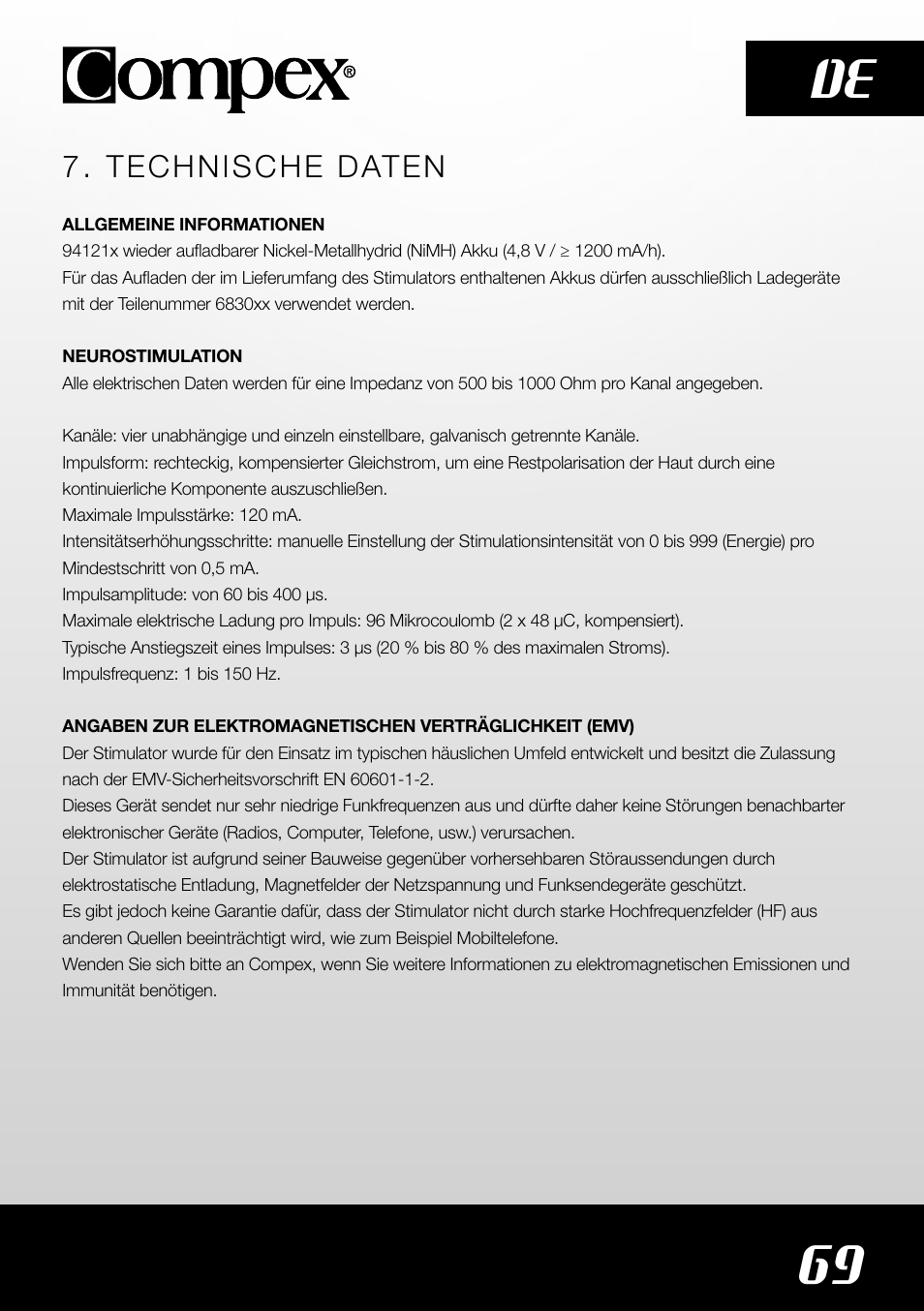 69 de | Compex SP4.0 User Manual | Page 71 / 226